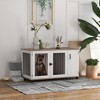 PawHut Dog Crate Furniture Side End Table with Storage, Dog Kennel Furniture Indoor with Double Doors for Medium and Large Dogs, Walnut - 2 of 4