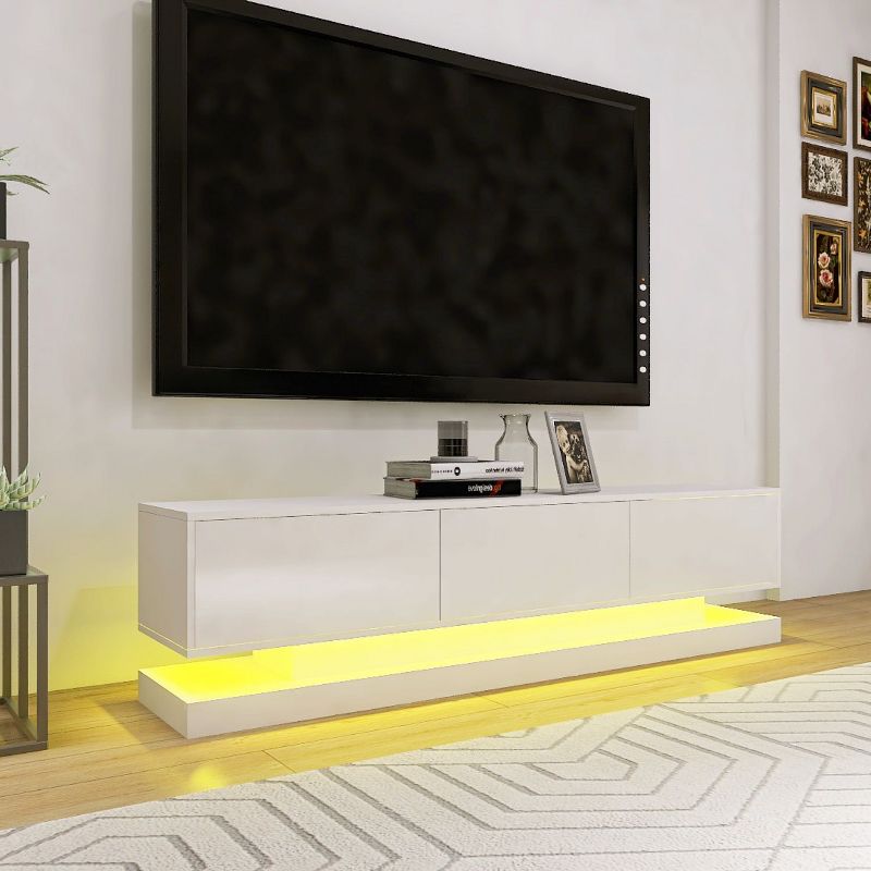 Modern TV Stand for 65 inch TV with 4 Drawers and 16 colors RGB Led Light, High Gloss TV Cabinet and Media Console - The Pop Home, 1 of 9