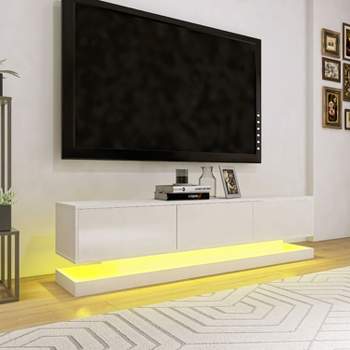 Modern TV Stand for 65 inch TV with 4 Drawers and 16 colors RGB Led Light, High Gloss TV Cabinet and Media Console - The Pop Home