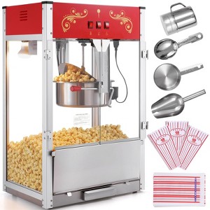 VEVOR Popcorn Maker, 1615W Popcorn Popper Machine, 16 Oz Kettle Large Capacity Countertop Popcorn Maker with Tempered Glass, Red - 1 of 4