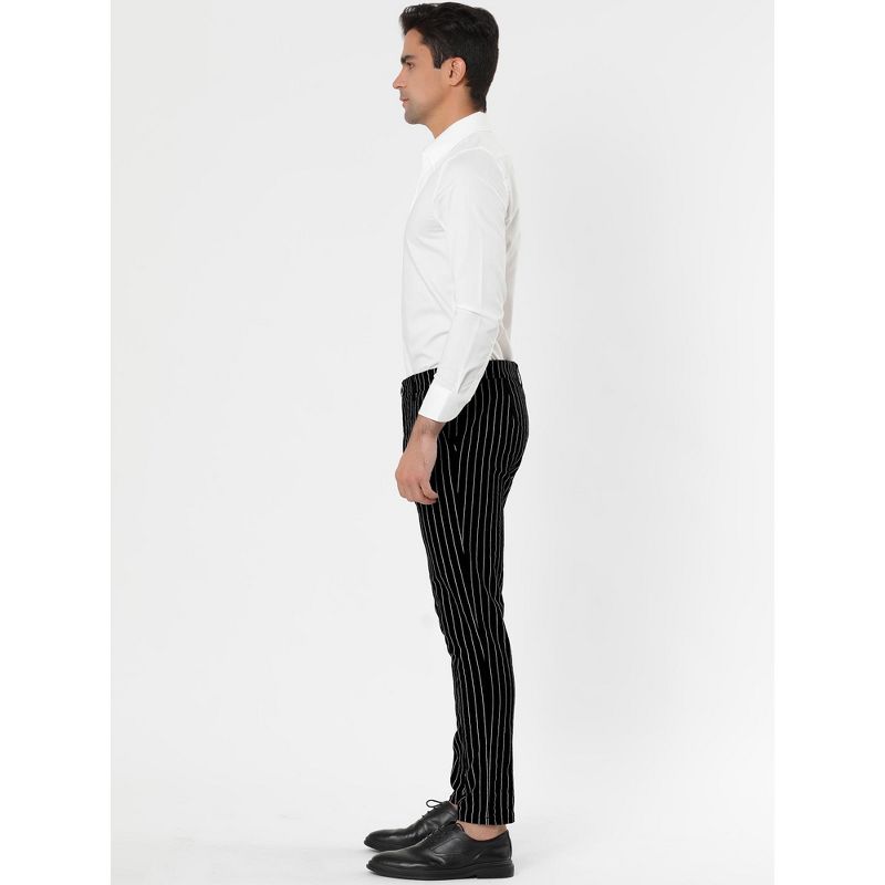 Lars Amadeus Men's Dress Striped Slim Fit Flat Front Business Trousers, 4 of 7