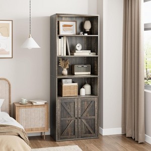 71'' Tall Farmhouse Bookcases 6 Tier Bookshelf with Drawer, Tall Narrow Bookcase with Shelves, Bookshelves Storage Organizer - 1 of 4