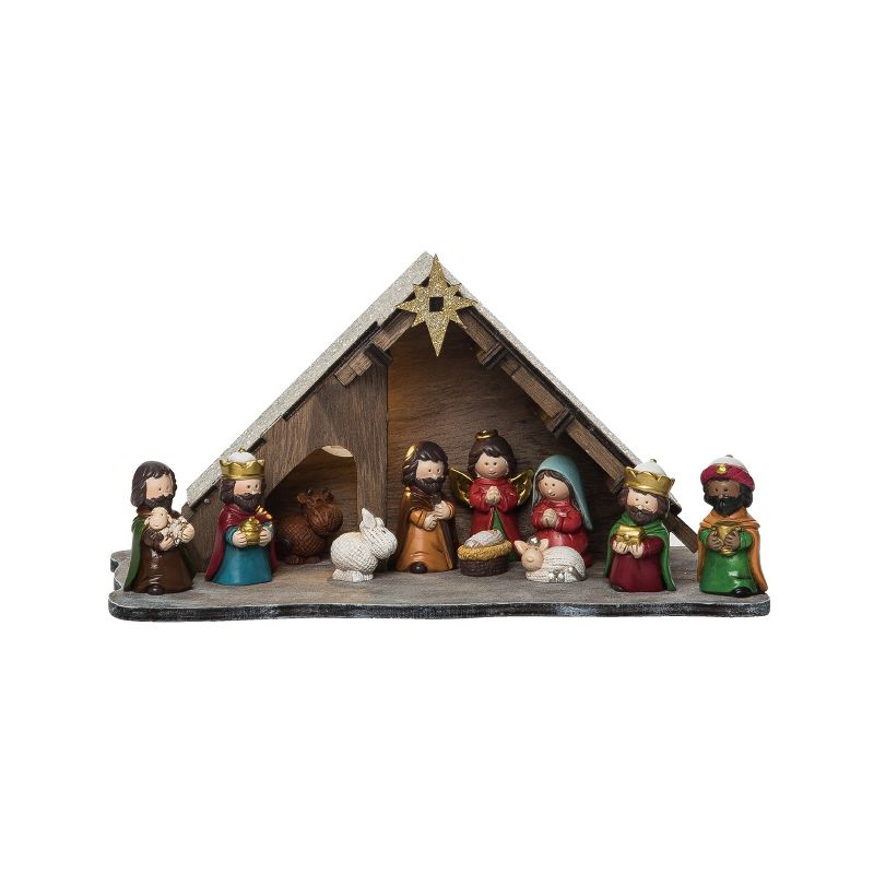 Transpac Resin 8 in. Multicolored Christmas Light Up Children Nativity Figurine Set of 12, 1 of 2