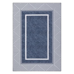 Washable Modern Bordered Rug Non Slip Low Pile Rug Soft Throw Floor Cover Foldable Indoor Carpet for Living Room Bedroom Playroom Nursery - 1 of 4
