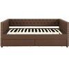 Daybed Frame with 2 Storage Drawers,W/Button & Nailhead Tufted Design,Wood Slats Support,Linen Fabric Bedframe for Living Room Bedroom Apartment - 4 of 4