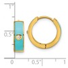 Chisel Stainless Steel Polished Yellow IP-plated with Blue Enamel and Cubic Zirconia 5mm Hinged Hoop Earrings - 4 of 4