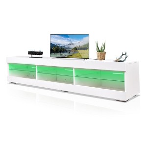 Modern LED TV Stand Entertainment Center 16 Colors 4 Modes Adjustable LED System High Glossy Media Console Table For Living Room Bedroom - 1 of 4