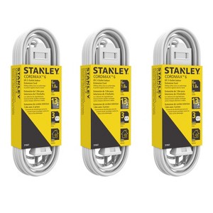 STANLEY Cord Max 3-Outlet Polarized 2-Prong Indoor Extension Cord With Sliding Safety Covers - Pack of 3 - White - 1 of 2
