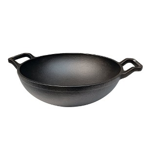 Amber Sports Cast Iron Deep Kadai Wok with Dual Handles, Heavy-Duty Cooking Pot for Deep Frying, Induction, Grill & Open Flame Compatible - 1 of 4