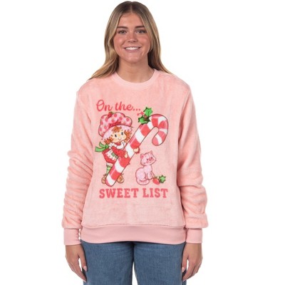 Seven Times Six Strawberry Shortcake Sweatshirt Women's Sweet List Fleece Pullover Pink
