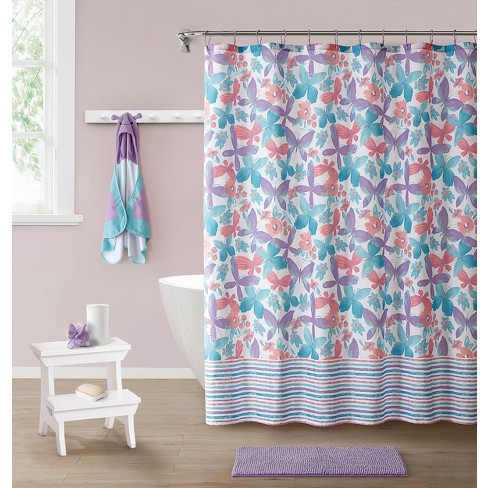 Kate Aurora Montauk Accents Complete 5 Piece Juvi Butterfly Themed Fabric  Shower Curtain Bathroom Set : Target