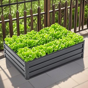 TUYOHW Metal Raised Garden Bed,Galvanized Steel Planter Box for Vegetables Herbs Flowers,Rust-Proof Outdoor Elevated Planting Bed,Black - 1 of 4