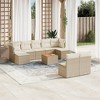 vidaXL Patio Sofa Set with Cushions Outdoor Furniture 10 Piece Poly Rattan - Beige and Cream - 2 of 4