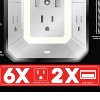 RAYOVAC® Portable Surge Protector Wall Tap with Phone Holder, 6 AC Outlets, 2 USB Ports, and Night-Light in White - 3 of 4