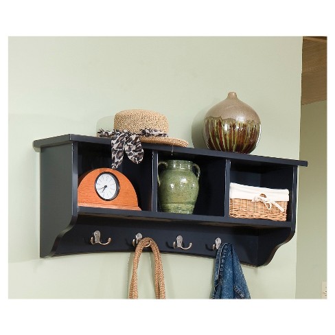 Coat Hooks with Storage Cubbies Black - Alaterre Furniture