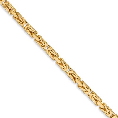 Black Bow Jewelry 2.5mm, 14k Yellow Gold, Solid Byzantine Chain Necklace