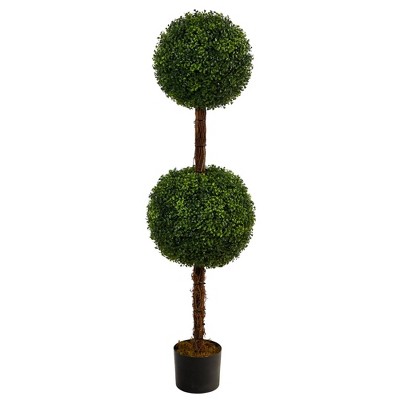 Nearly Natural 4.5-ft Boxwood Double Ball Topiary Artificial Tree ...