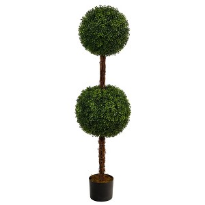 Nearly Natural 4.5-ft Boxwood Double Ball Topiary Artificial Tree (Indoor/Outdoor) - 1 of 4