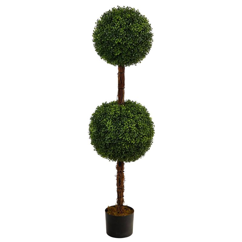Nearly Natural 4.5-ft Boxwood Double Ball Topiary Artificial Tree (Indoor/Outdoor), 1 of 5