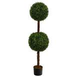 Nearly Natural 4.5-ft Boxwood Double Ball Topiary Artificial Tree (Indoor/Outdoor)