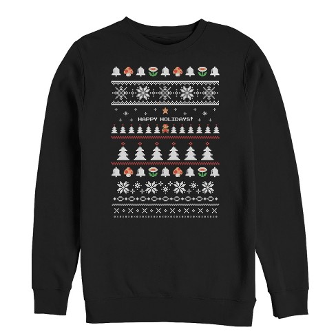 Men's Nintendo Ugly Mario Holiday Sweater Sweatshirt - Black - Small ...