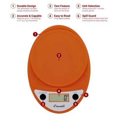 Escali Primo Orange Digital Kitchen Counter Scale