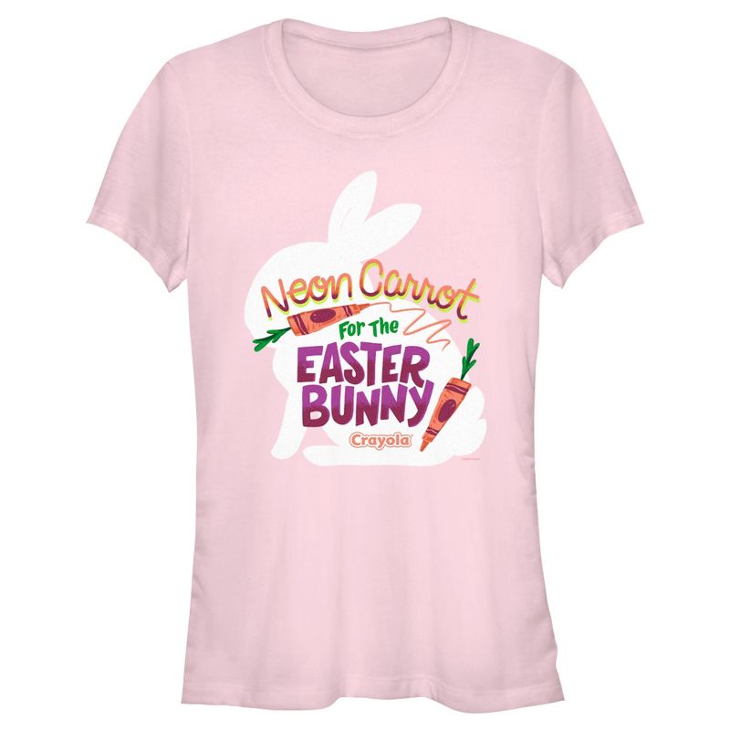 Junior's Women Crayola Neon Carrot For The Easter Bunny T-Shirt, 1 of 5