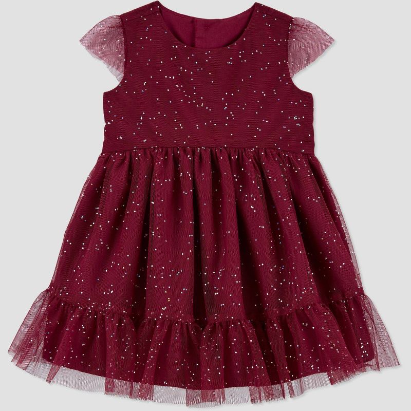 Carter's Just One You® Baby Girls' Glitter Dress - Burgundy, 6 of 12