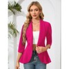 Coolmee Women's 3/4 Sleeve Open Front Blazer Suit with Ruffle Hem Casual Office Jacket - 2 of 4