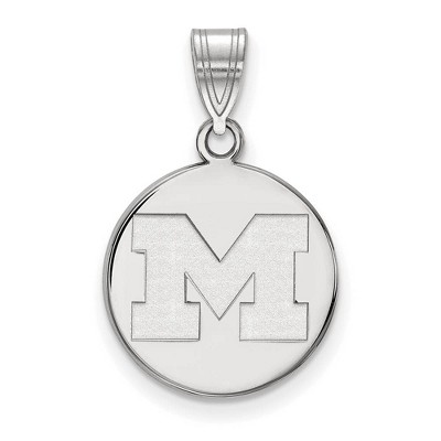 Black Bow Jewelry 10k White Gold Michigan Wolverines NCAA Medium Pendant