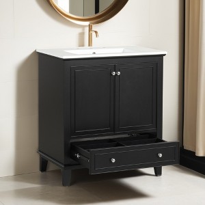 30" Modern Bathroom Vanity with Sink Combo Set, Solid Wood Frame Bathroom Storage Cabinet with 2 Soft Closing Doors and a Drawer - Leovsnove - 1 of 4