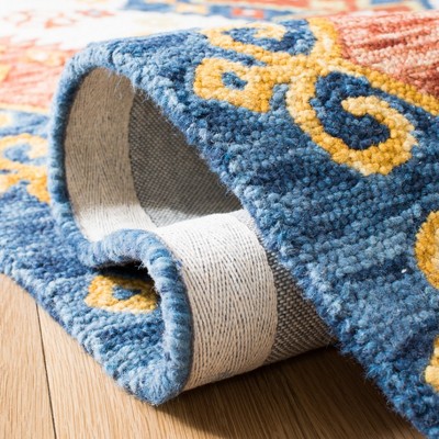 Aspen Handmade Ivory & Blue Wool Round Area Rug - 7' Diameter