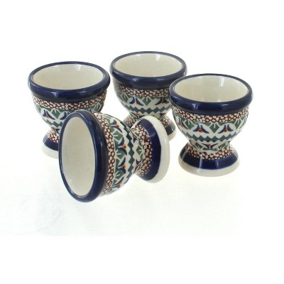 Blue Rose Polish Pottery Daisy Egg Cup Set