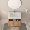 KWPZQEB Wall Mounted Bathroom Cabinet, Farmhouse Floating Vanity with Sink & Storage Darwer, Fluted Wooden Floating Cabinet for Bathroom, Natural - 4 of 4