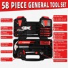 Itopfox 58-Piece Home Repair Tool Set with Plastic Toolbox, Essential Hand Tools for Household, Office & College Repairs, Red - 3 of 4