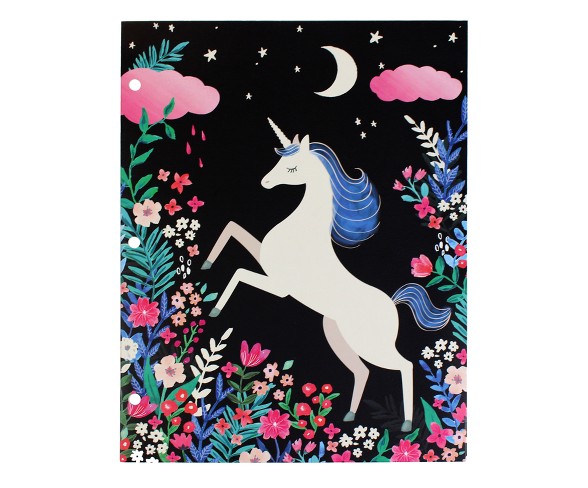 2 Pocket Paper Folder Unicorn Black - greenroom