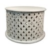 Royal Hampton 28" Artisanal Round Mango Wood Coffee Table, Intricate Diamond Lattice Cut Out Frame - 2 of 4