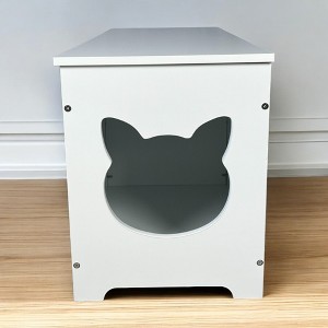 Gulches 39.4" Top open Cat Litter Box Enclosure Furniture,Cat Washroom,Hidden Litter Box Cover, Cabinet for Large Cat,Dog Proof Cat Litter Boxes,White - 1 of 4