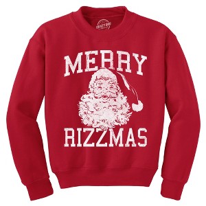 Merry Rizzmas Crewneck Sweatshirt Funny Sarcastic Christmas Santa Graphic Novelty Xmas Longsleeve Sweater - Crazy Dog Crew Neck Sweatshirt - 1 of 4