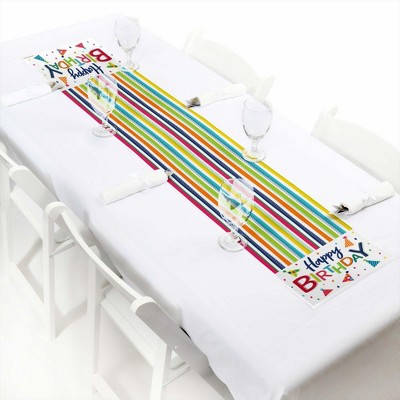 Big Dot of Happiness Cheerful Happy Birthday - Petite Colorful Birthday Party Paper Table Runner - 12 x 60 inches