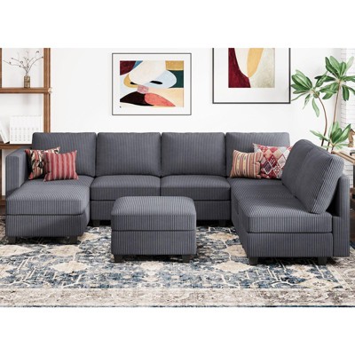 Belffin Modular Sectional Couch with Storage Ottoman U Shaped Corduroy Sectional Sofa with Chaise Convertible Modern Sectional Sofa Couch