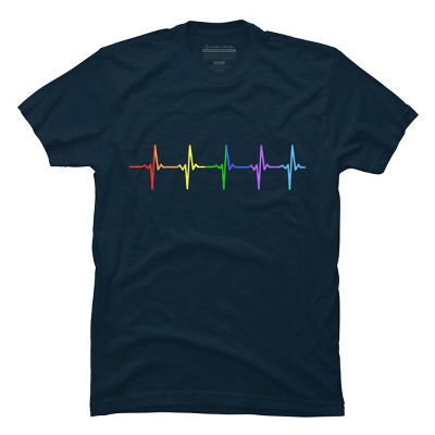 Adult Design By Humans Pride Rainbow Heartbeat By Thingsandthings T-Shirt