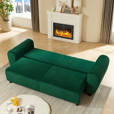 Corduroy 3-Seater Sleeper Sofa - 2-in-1 Convertible Couch with Storage & Cushions for Living Room, Apartment or Office
