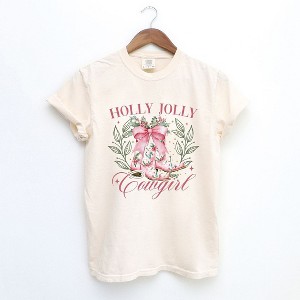 Simply Sage Market Women's Holly Jolly Cowgirl Coquette Short Sleeve Garment Dyed Tee - 1 of 4