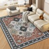 Large Living Room Area Rug 8x10 Washable Floor Carpet with Anti-Slip Backing, Low Pile Vintage Foldable Rug, Non-Shedding Soft Nursery Rug - 3 of 4