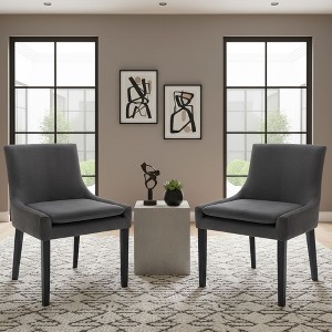 Set of 2 Modern Corduroy Upholstered Accent Dining Chairs with Mid Back and Wood Legs, Side Chairs for Living Room or Dining Room - Beige - 1 of 4