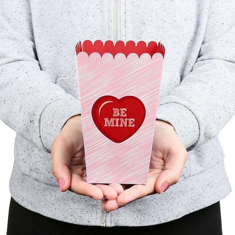 Big Dot of Happiness Valentine's Day Conversation Hearts - Valentine's Day Party Favor Popcorn Treat Boxes - Set of 12, 5 of 7