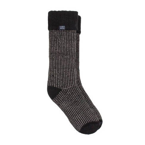 Always Warm by Heat Holders Men's Warmest Ribbed Boot Socks - Black 7-12