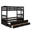 NicBex Twin over Twin Bunk Bed Convertible Pine Triple Bed Frame with Trundle, 3 Drawers, Ladder and Guardrail, No Box Spring Required - 3 of 4