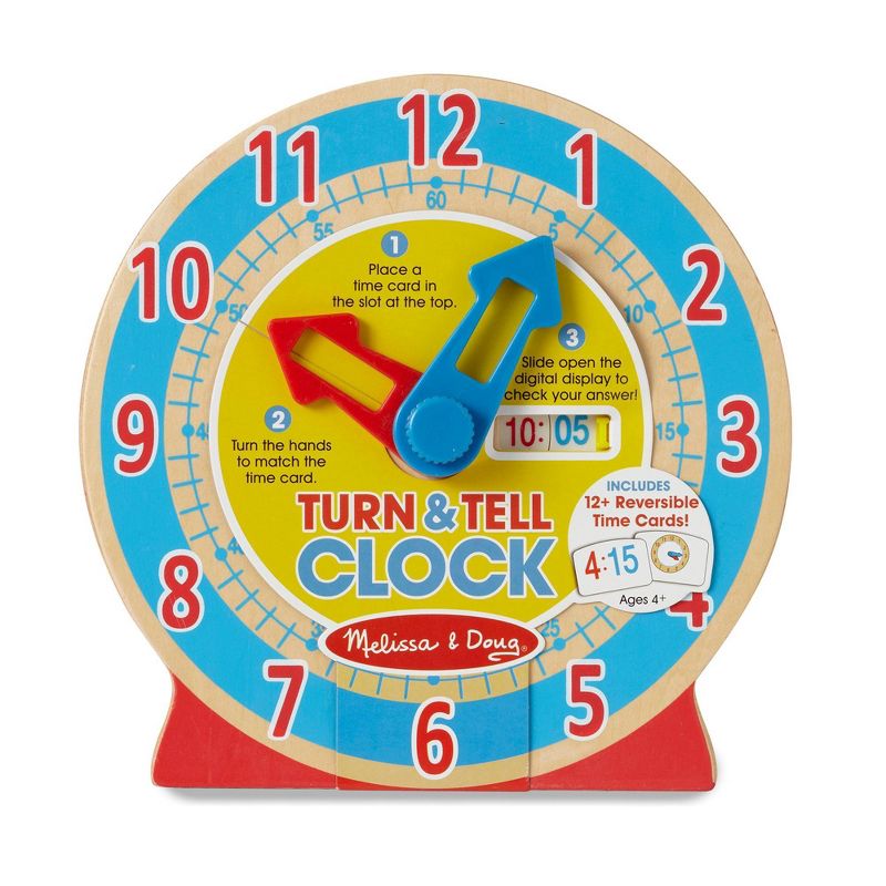 Melissa &#38; Doug Turn &#38; Tell Wooden Clock - Educational Toy With 12+ Reversible Time Cards, 4 of 13